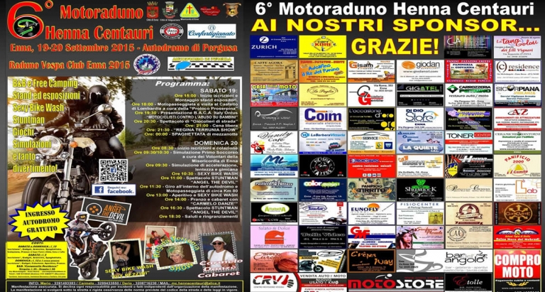 6° Motoraduno Henna Centauri - Enna 19-20 settembre 2015 Autodromo di Pergusa