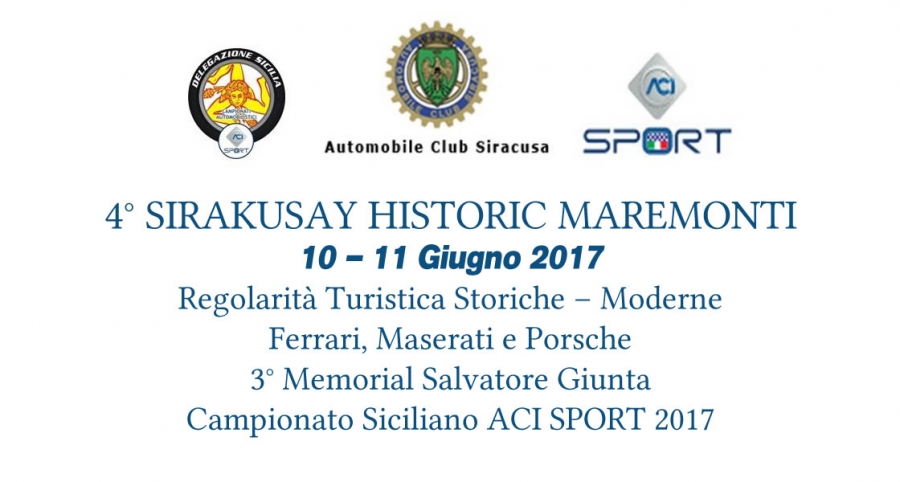 4° Sirakusay Historic Maremonti: 10 e 11 Giugno 2017
